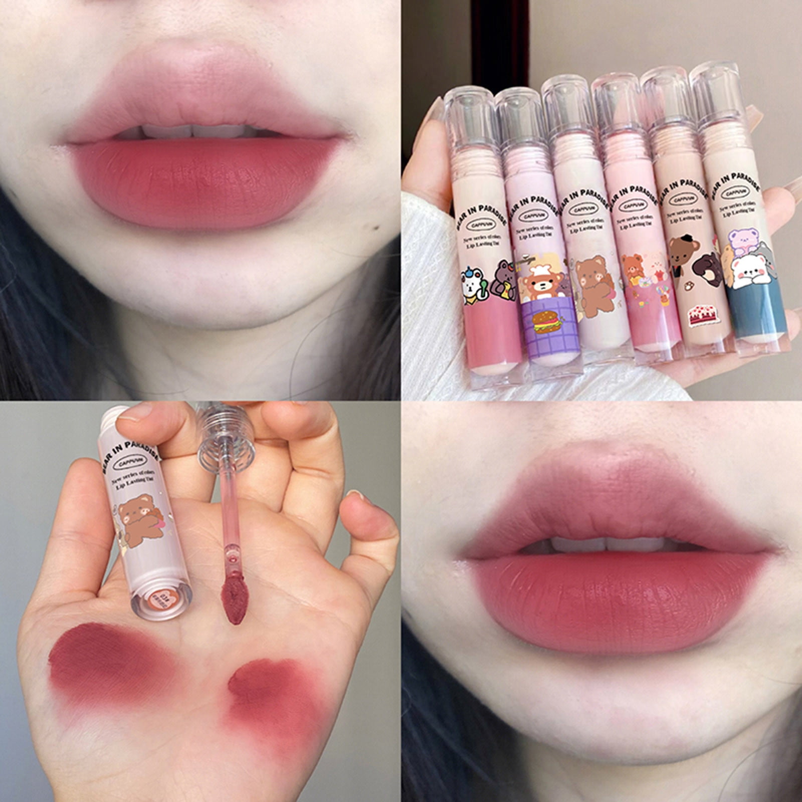 AFUADF Milk Tea Lip Mud, Velvet Mist Peach Powder Matte Lip Color Lip ...