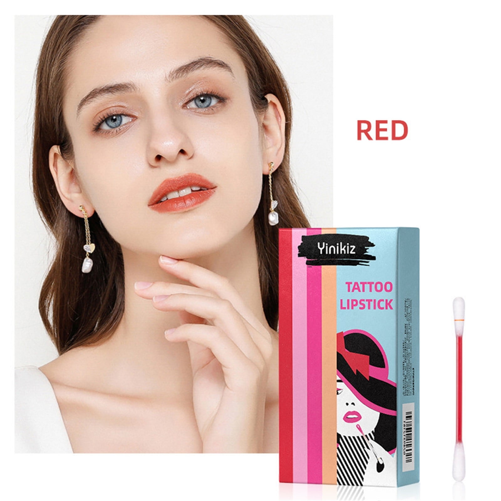 AFUADF Paper Box Cotton Swab Lip Glaze Liquid Lip Moisturizing Lipstick