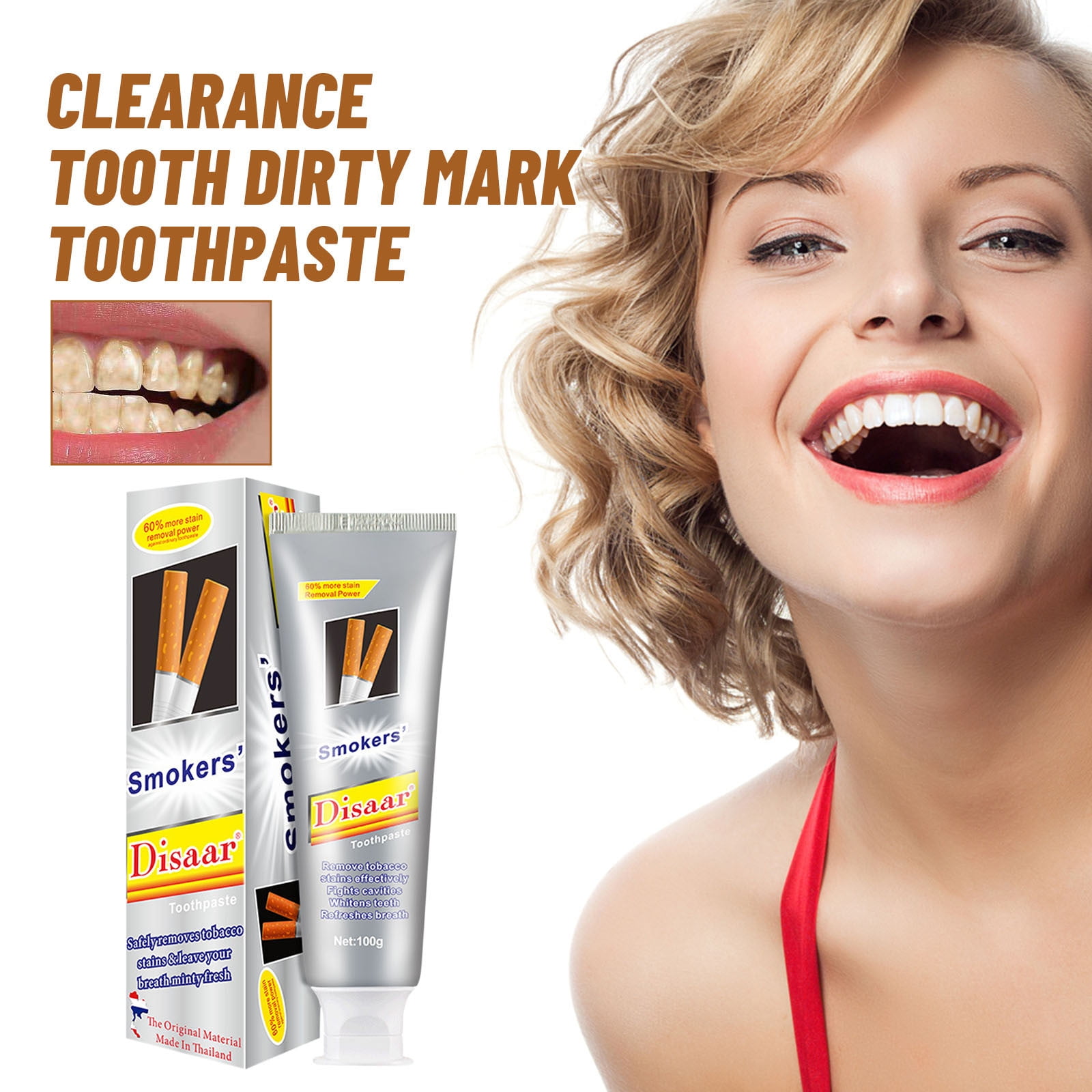 AFUADF Wipe Off Stains White Teeth Whitening Toothpaste 100g, Wipe Off