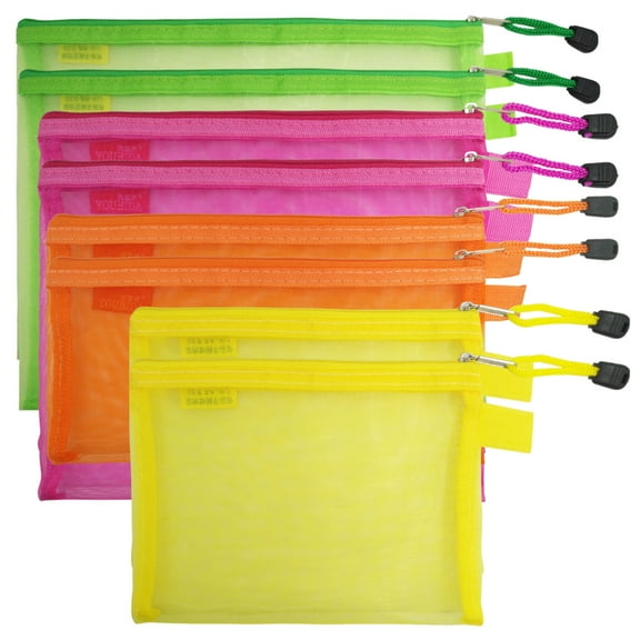 AFUNTA 8 Pcs Zipper Mesh File Bags Folder Document Pockets with Bill B5 A5 A6 Size Pencil Case Storage Office Pouch Holder