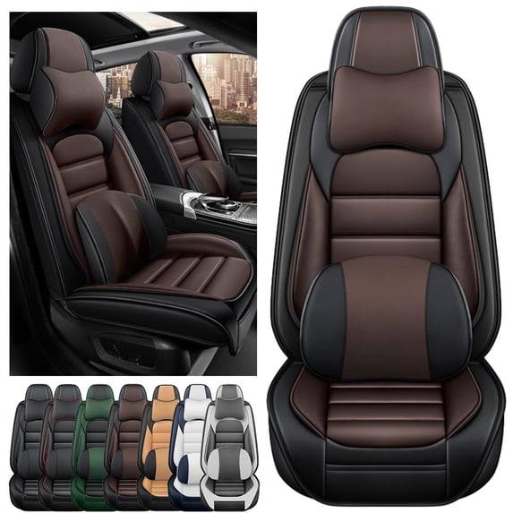 AFUNTIO Luxury Seat Covers for Hyundai 99% Models,2PCS Leather Car Seat Cushions,Waterproof Car Sit Protectors,Nonslip Interior Accessories(Black and Coffee)
