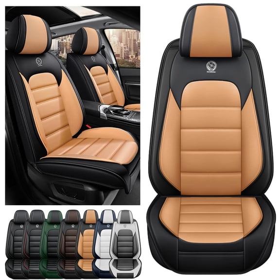 AFUNTIO Seat Covers for Volkswagen 99% Models,2PCS Leather Car Seat Cushions,Waterproof Car Sit Protectors,Nonslip Interior Accessories(Black and Orange)