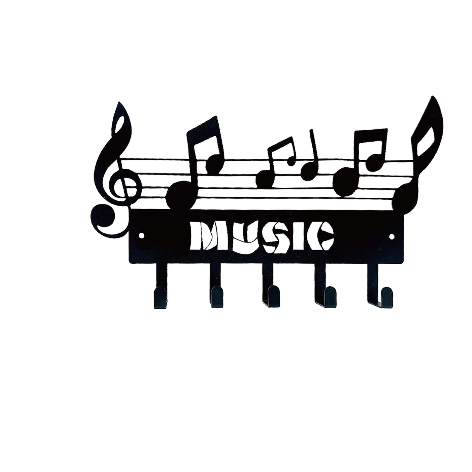 AFUO Key Hook Porch Storage Rack Music Family Hook Black Metal