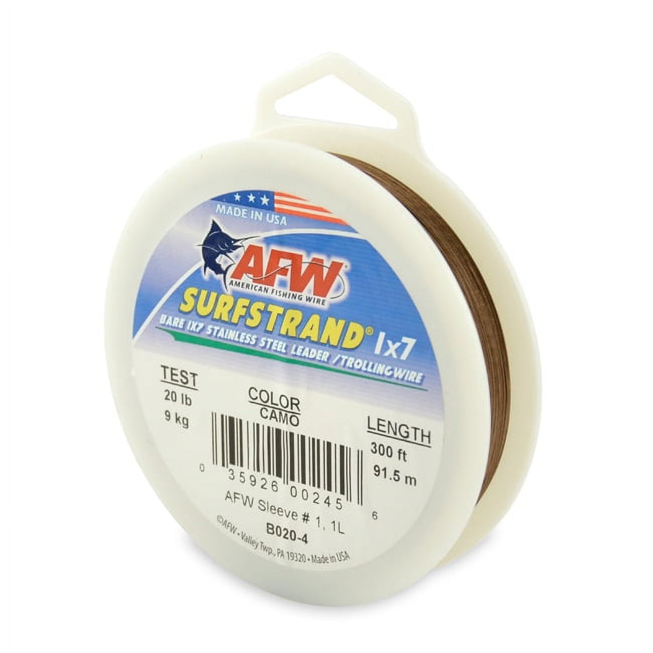 Filo Leader In Acciaio Inox American Fishing Wire Surfstrand, 20lb 30ft, Colore Camo