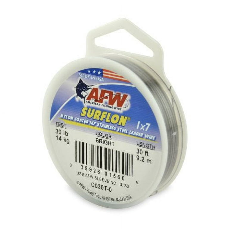 AFW C030T-0 Surflon Nylon Coated 1x7 Stainless Leader Wire Fishing Line 30  lb Test