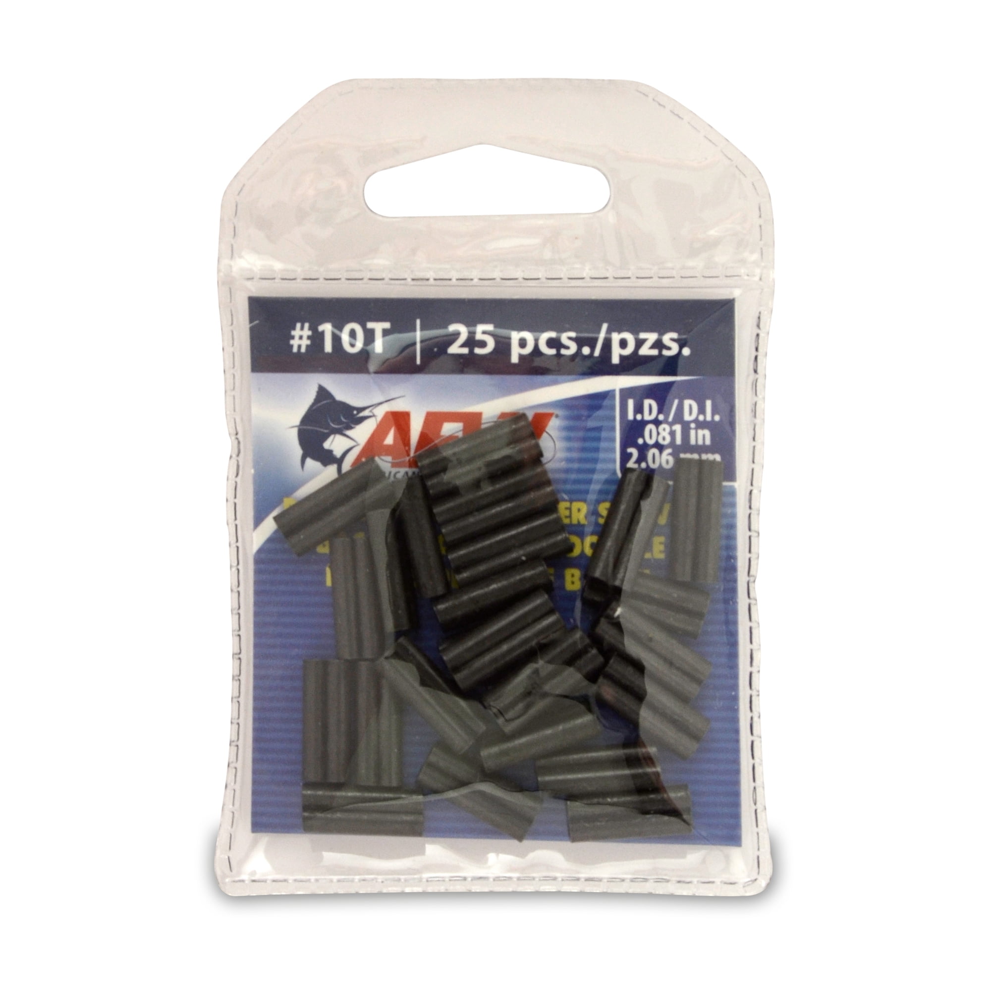 American Fishing Wire Thin Wall Double Barrel Crimp Sleeves, Size #10T/.081", Black, 25 pc