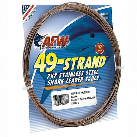AFW 49 Strand 7x7 Stainless Steel Shark Leader Cable 175lb 30ft