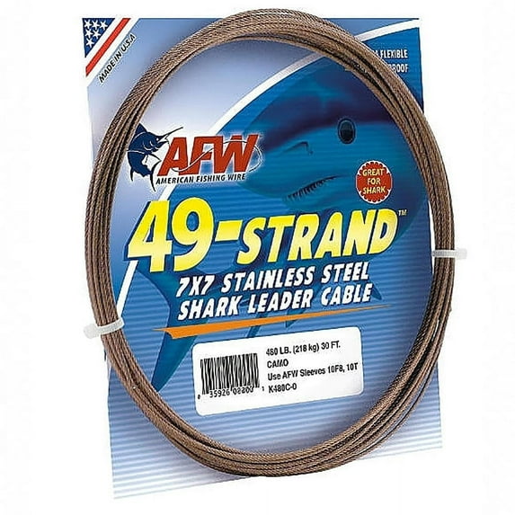 AFW 49-Strand Stainless Steel Shark Cable Leader (30 ft Coils)