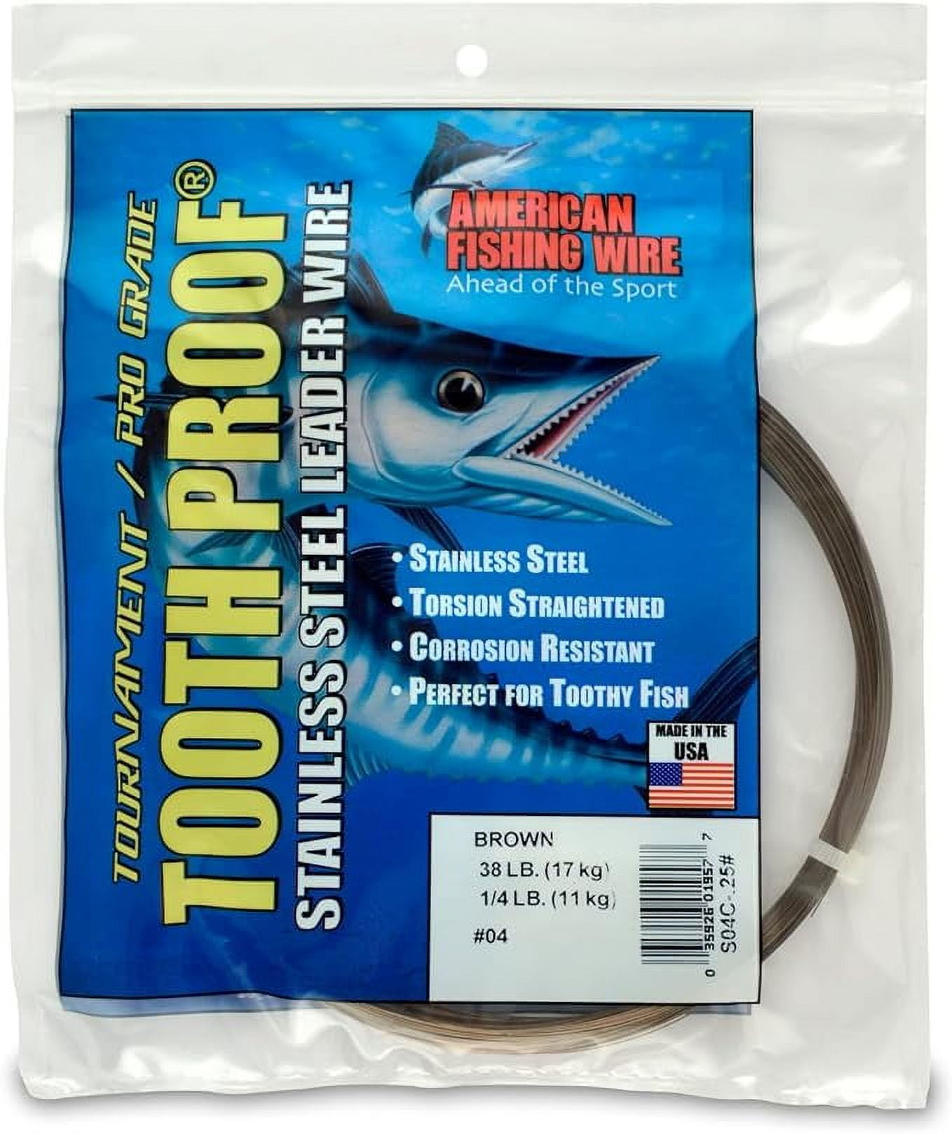 AFW Tooth Proof Stainless Steel Single Strand Hard Leader Wire Bright and Camo for Shark