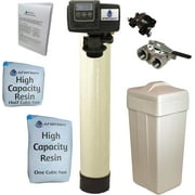 AFWFilters 1.5 Cubic Foot 48k Whole Home Water Softener with High Capacity Resin, 1" Stainless Steel FNPT Connection, and Almond Tanks
