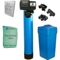 AFWFilters 1 Cubic Foot 32k Whole Home Water Softener with Durable 10% Crosslink Resin, 3/4" Plastic MNPT Connection, and Blue Tanks