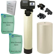 AFWFilters 2 cubic Foot 64k Whole Home Water Softener with Durable 10% Crosslink Resin, 3/4" Plastic MNPT Connection, and Almond Tanks
