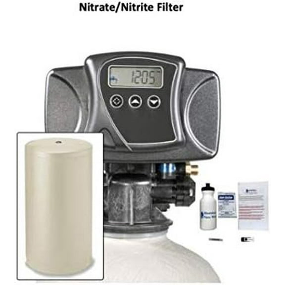 AFWFilters AFW Built Digital Nitrite Filter 1 Cu Ft All Nitrate Resin with On Demand Metered Fleck 5600SXT (18" Round Brine Tank, Almond)