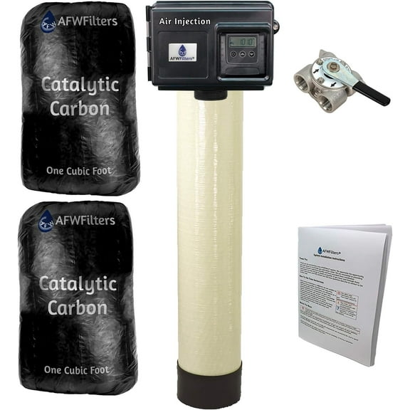 AFWFilters Air Injection Gold 20 with Fleck 2510SXT and 3/4" Bypass - AIG20-25SXT-34 - For Iron Hydrogen Sulfide Rotten Egg Odor Manganese