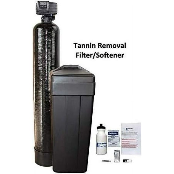 AFWFilters TN-1248-56SXT-14 Square AFW Built 2.0 cu ft Digital Tannin Filter Water Softener with Fleck 5600SXT (14" Brine Tank, Black)