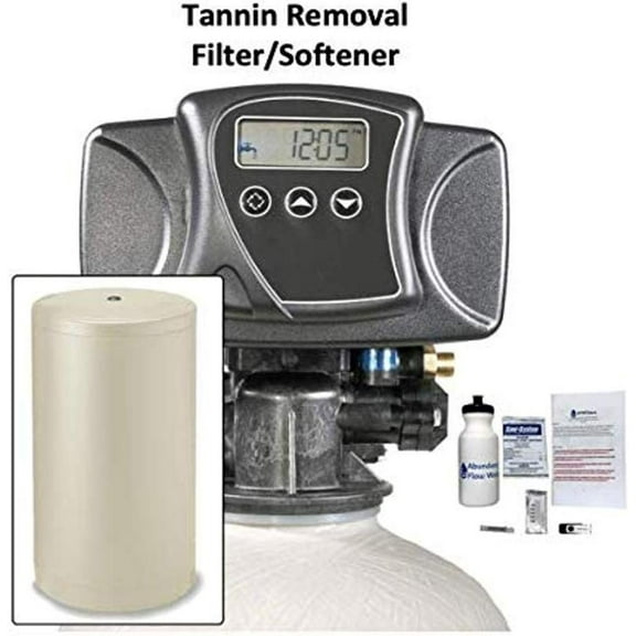 AFWFilters TN-948-56SXT-18"A Round AFW Built 1 cu ft Digital Tannin Filter and Water Softener with Fleck 5600SXT (18" Brine Tank, Almond)