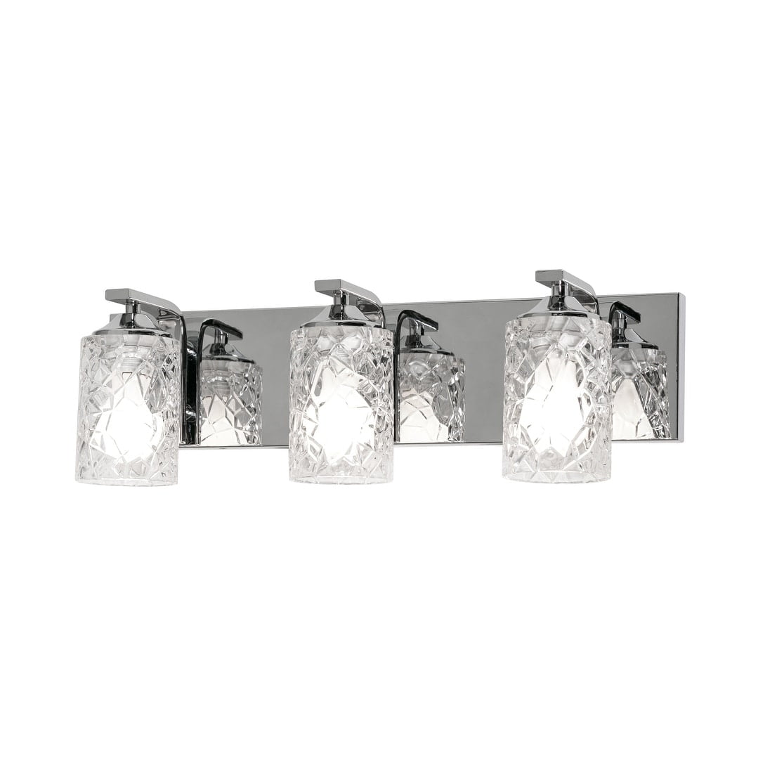 Polished Chrome 3-Light Vanity with Faceted Glass Shades