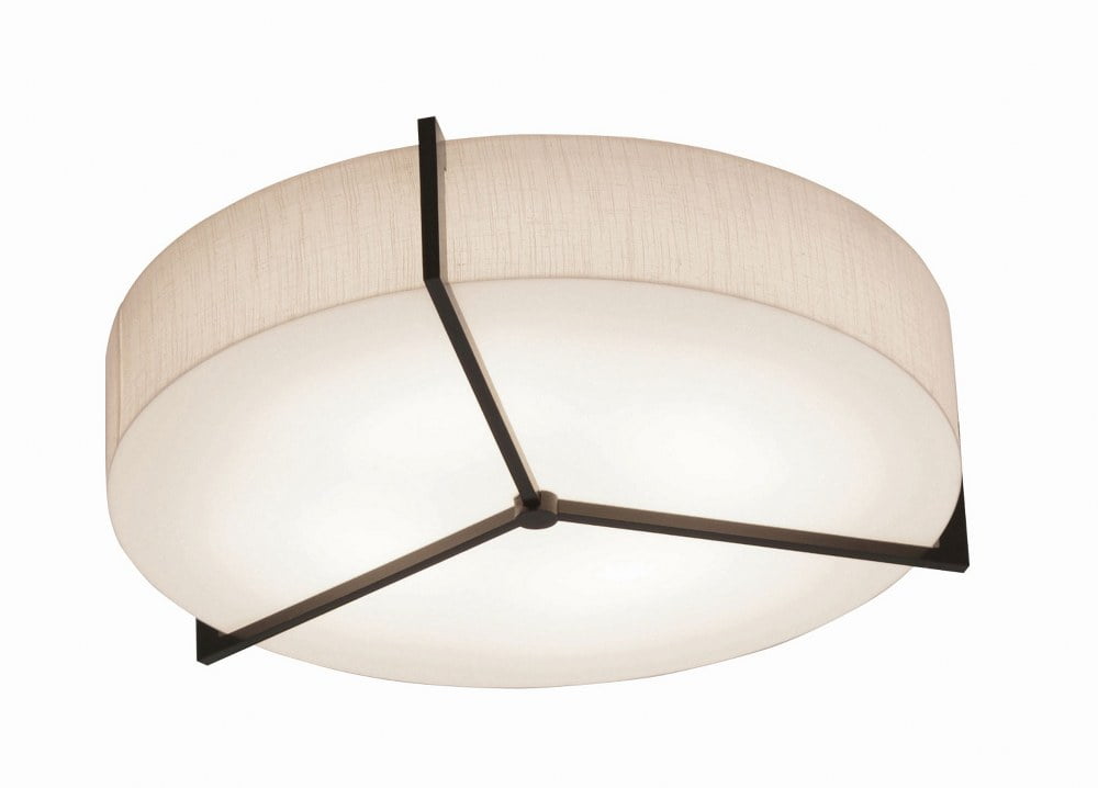 Espresso and Jute Round LED Flush Mount Ceiling Light