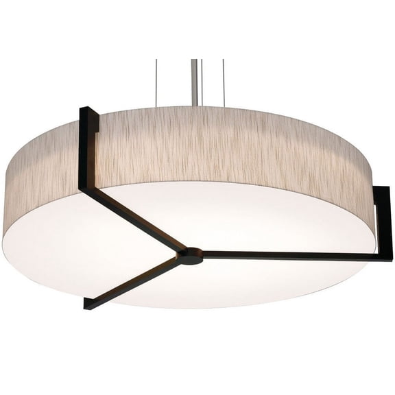 APP3044L5AJUDES-JT AFX Apex - Drum Pendant In Modern Style-6.75 Inches Tall and 33.33 Inches Wide-Satin Nickel/Espresso Finish-Jute Shade Color-LED
