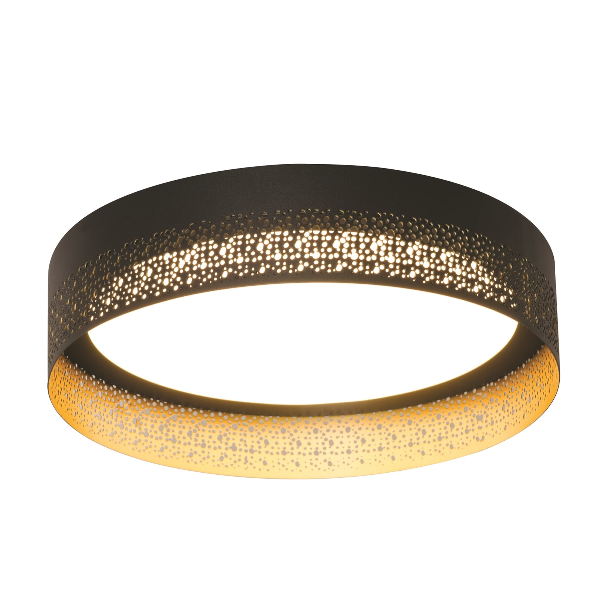 Gold and Glass 16" LED Drum Flush Mount Light