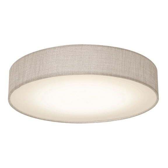 AFX Ashland 12-in. Round White LED Flush Mount w/ Grey Fabric Shade
