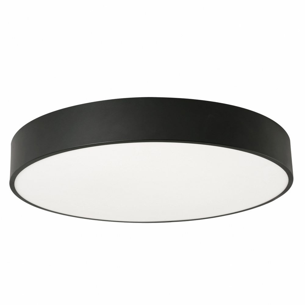 Bailey Modern Black Glass Drum LED Flush Mount Ceiling Light