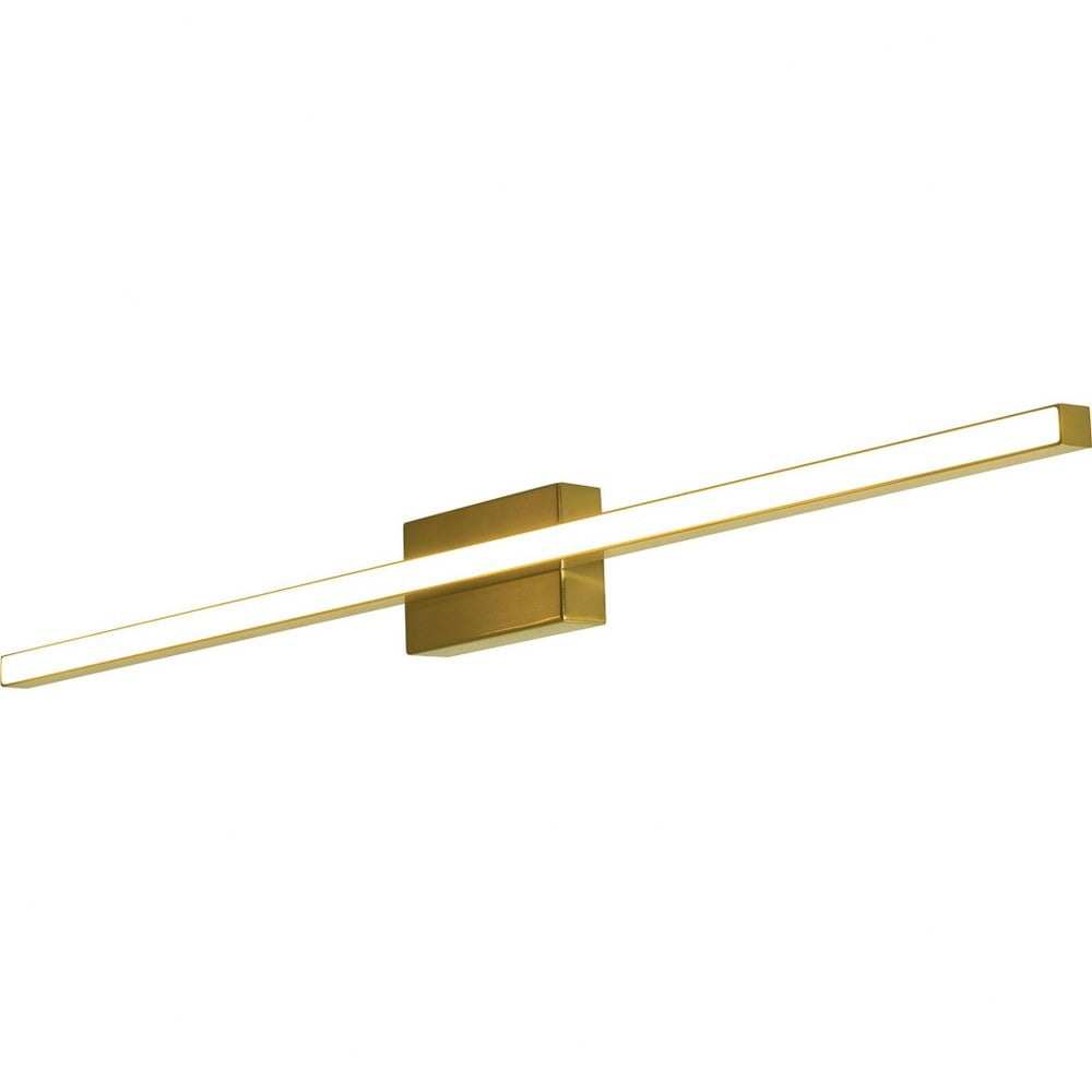 Sleek Satin Brass 36" LED Vanity Light Bar with White Acrylic Diffuser