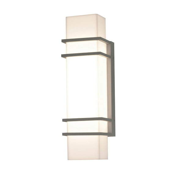 AFX Blaine 15-inch Textured Grey LED Outdoor Sconce, White Acrylic Shade