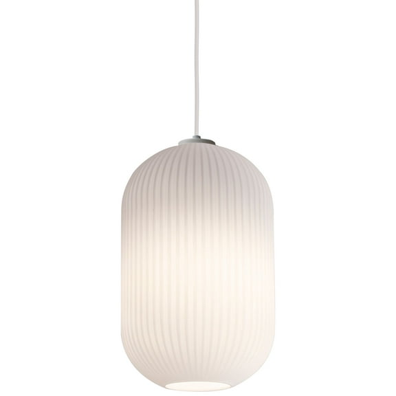 AFX  Callie 15-inch White Pendant, Frosted Ribbed White Glass Shade