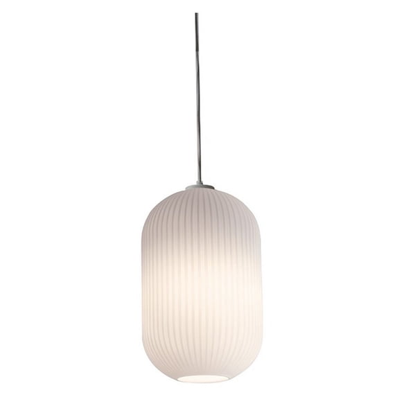 AFX Callie 5-inch White Pendant, Frosted Ribbed White Glass Shade