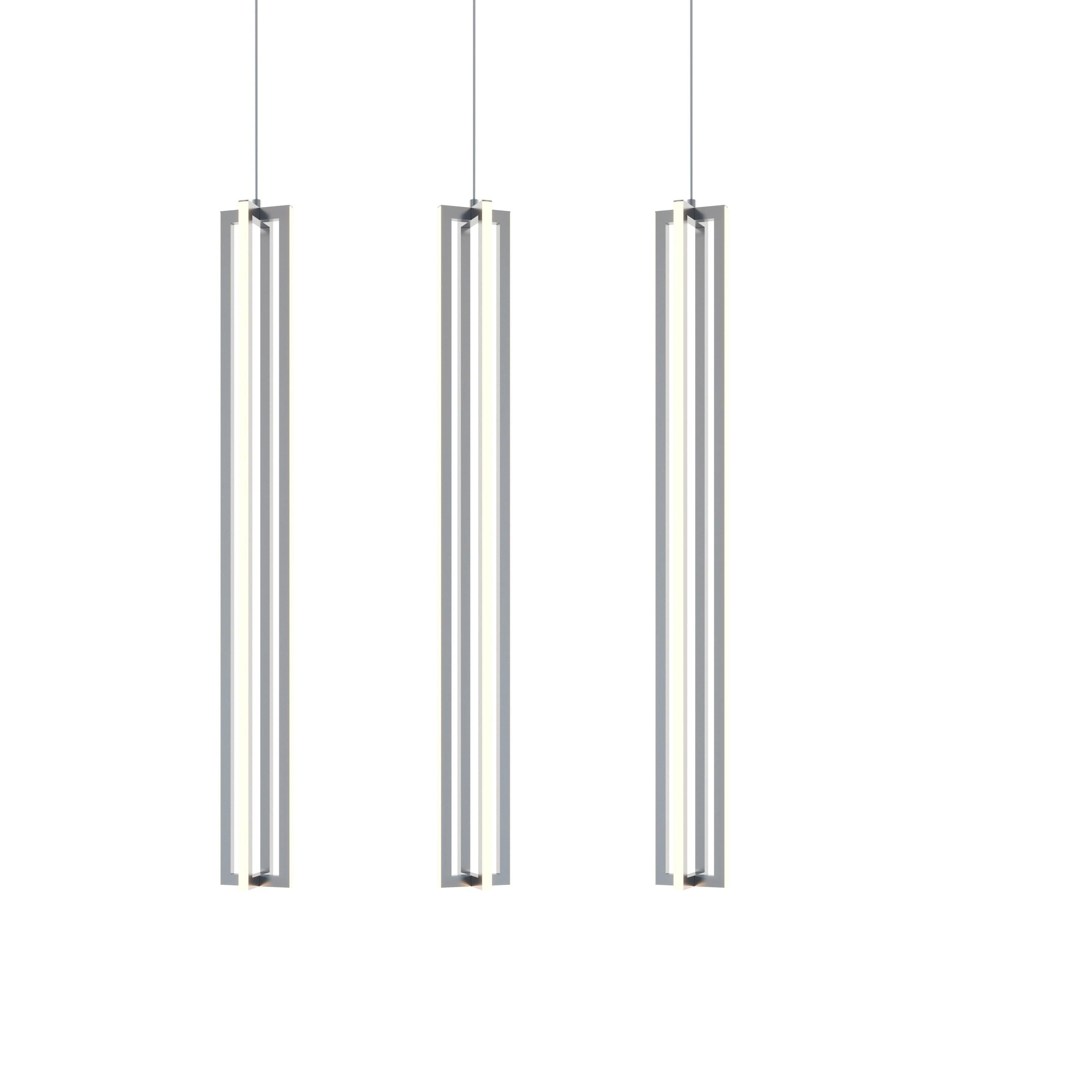 Satin Nickel LED Linear Island Pendant - Modern Indoor/Outdoor Lighting