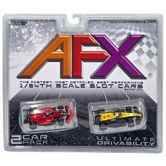 AFX Formula Mega G+ Slot Cars, Two-Pack, 1/64 Scale