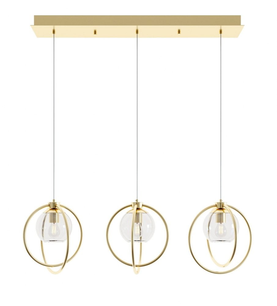 Satin Brass Jamie 36" Modern Mini-Pendant with Clear Glass Shades
