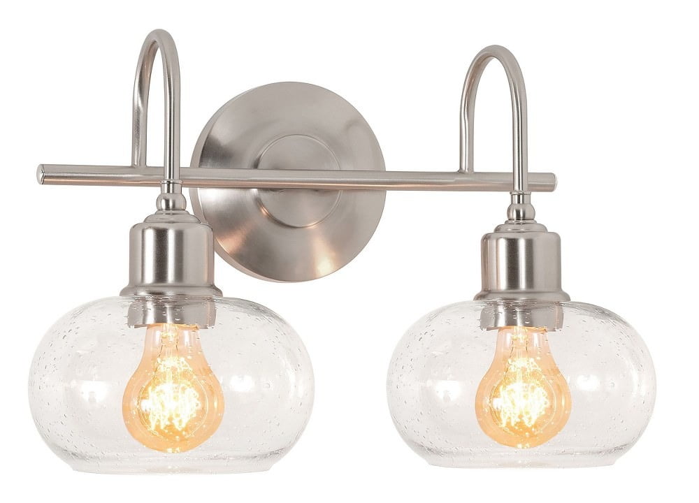 Laney 15'' Satin Nickel Vanity Light with Seeded Glass Shades