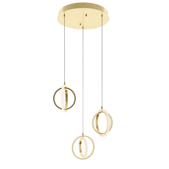 AFX Lock 3 Light Round Pendant - Medium Base 120V Satin Brass