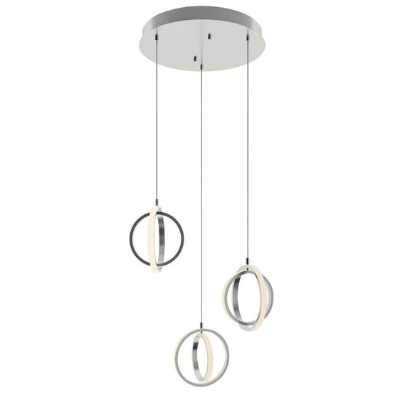 AFX  Lock 3 Light Round Pendant - Medium Base 120V Satin Nickel