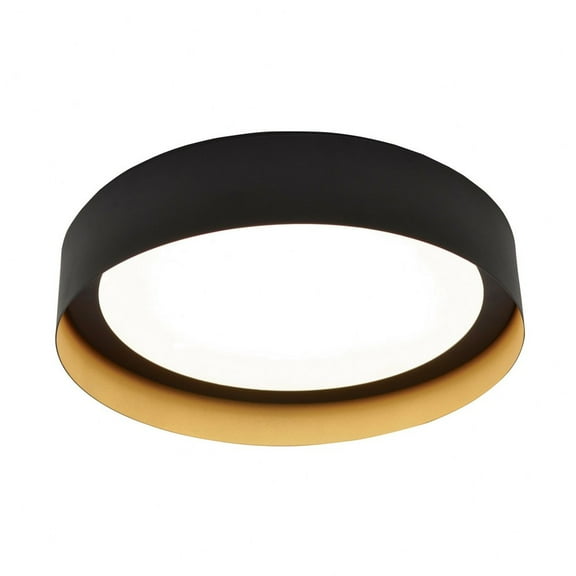AFX Reveal 16-inch Flush Mount, Acrylic Shade Black/Gold 120V Gold