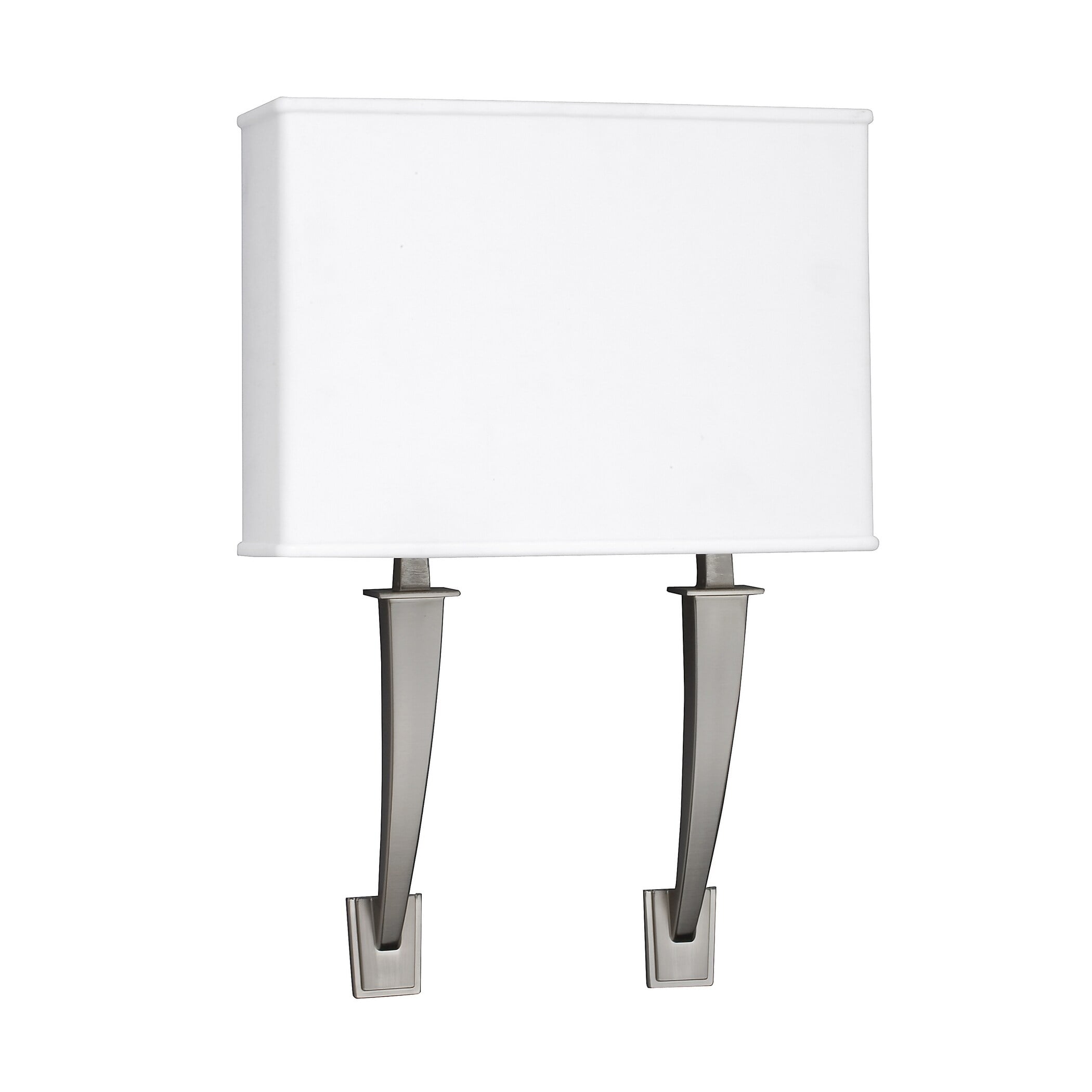 Sheridan Satin Nickel Double-Armed LED Wall Sconce with Linen Shade