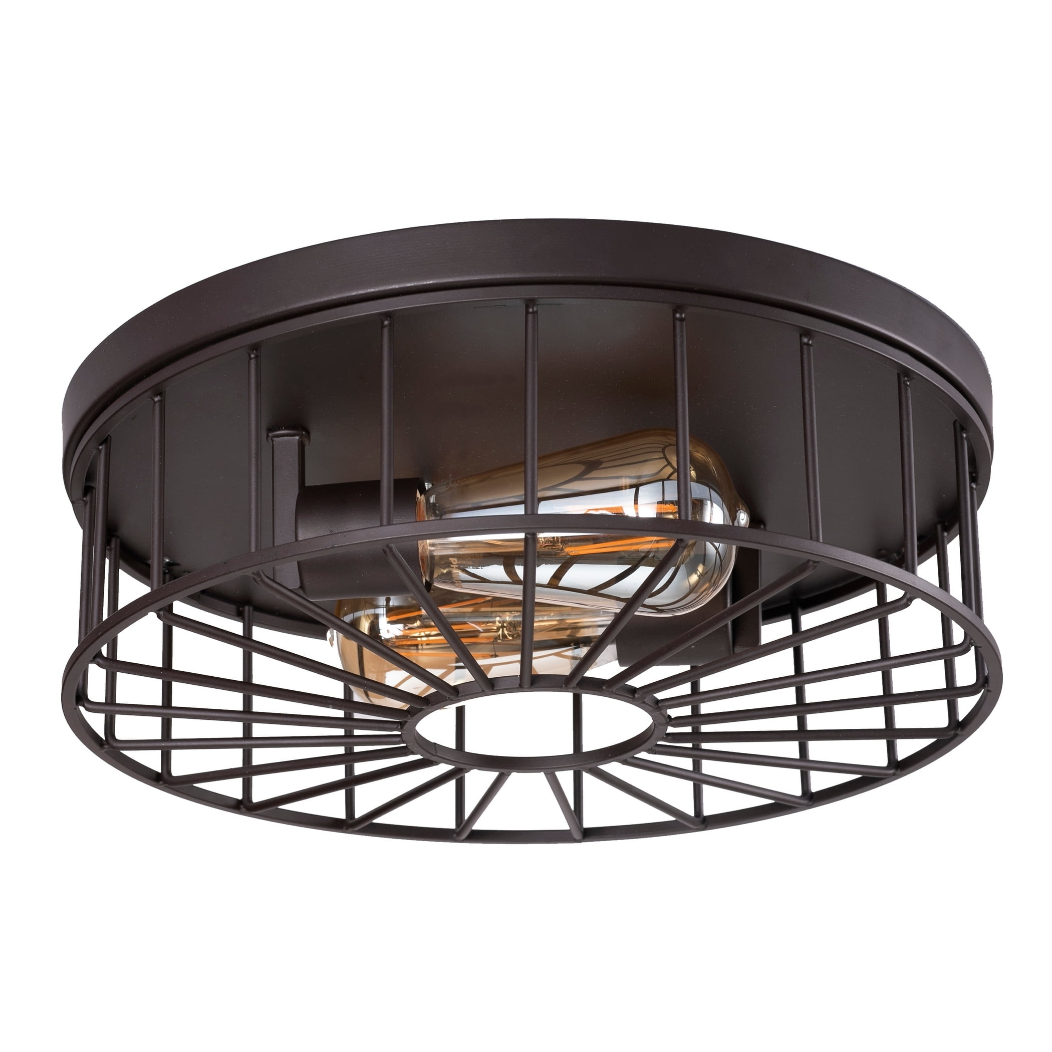 Theo 13-Inch Black Glass Drum Flush Mount Light