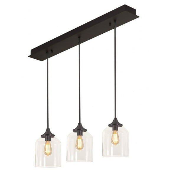 AFX William 3 Light Linear Pendant - Medium Base 120V Black