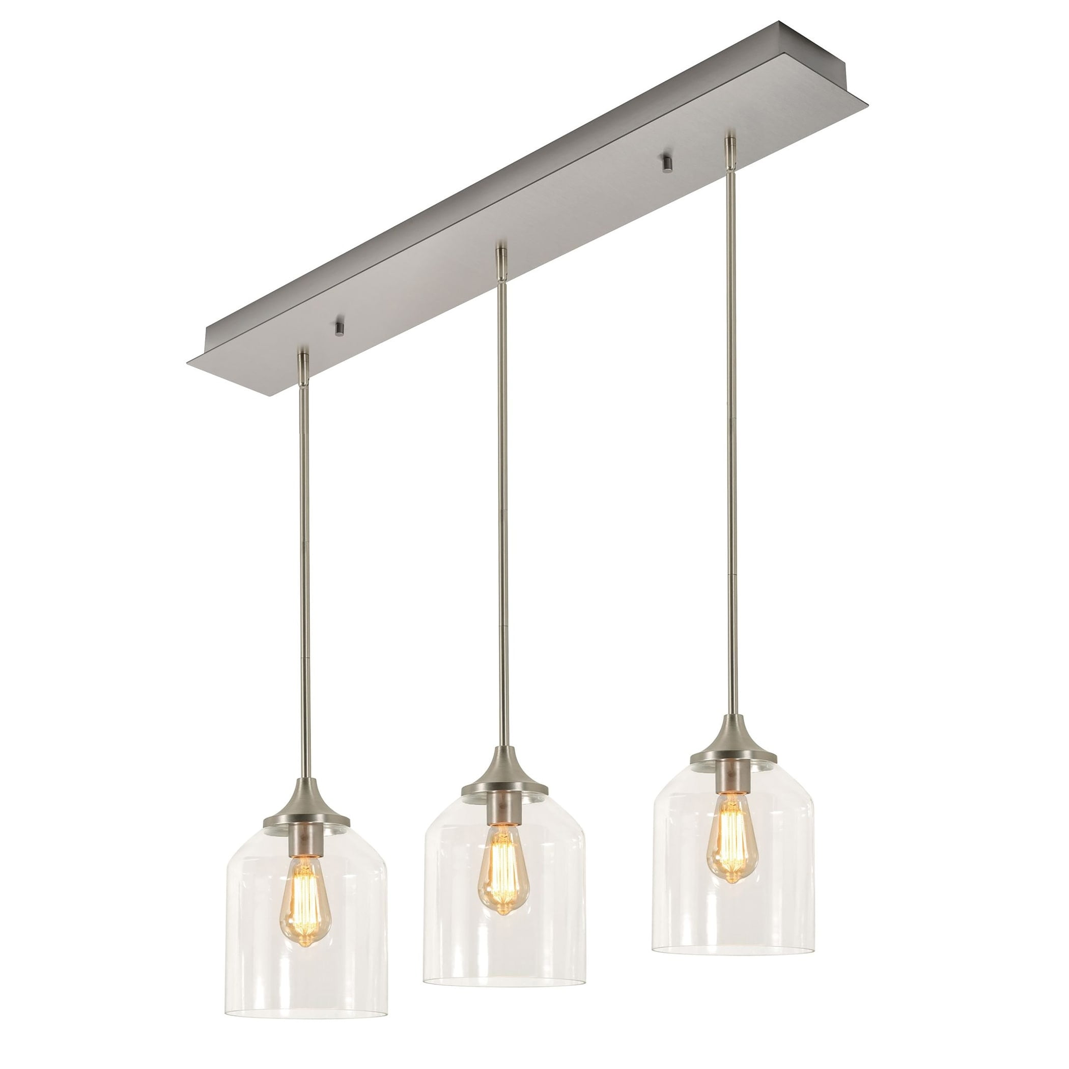 William 36" Satin Nickel Glass Linear Pendant Light