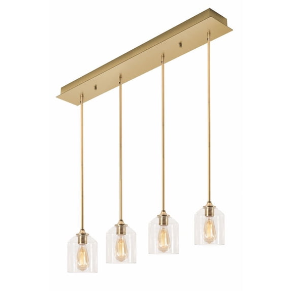 AFX William 4 Light Linear Pendant - Medium Base 120V Satin Brass