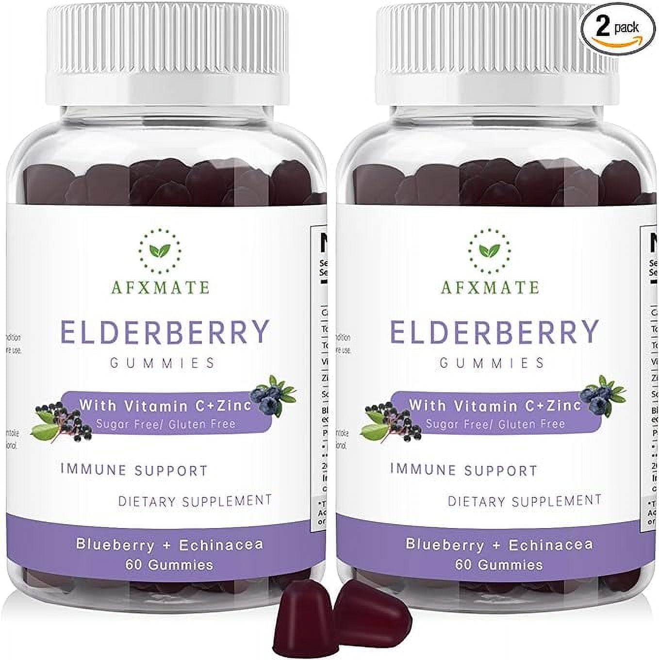 AFXMATE Sambucus Elderberry Gummies, Black Elderberry Gummy with Zinc
