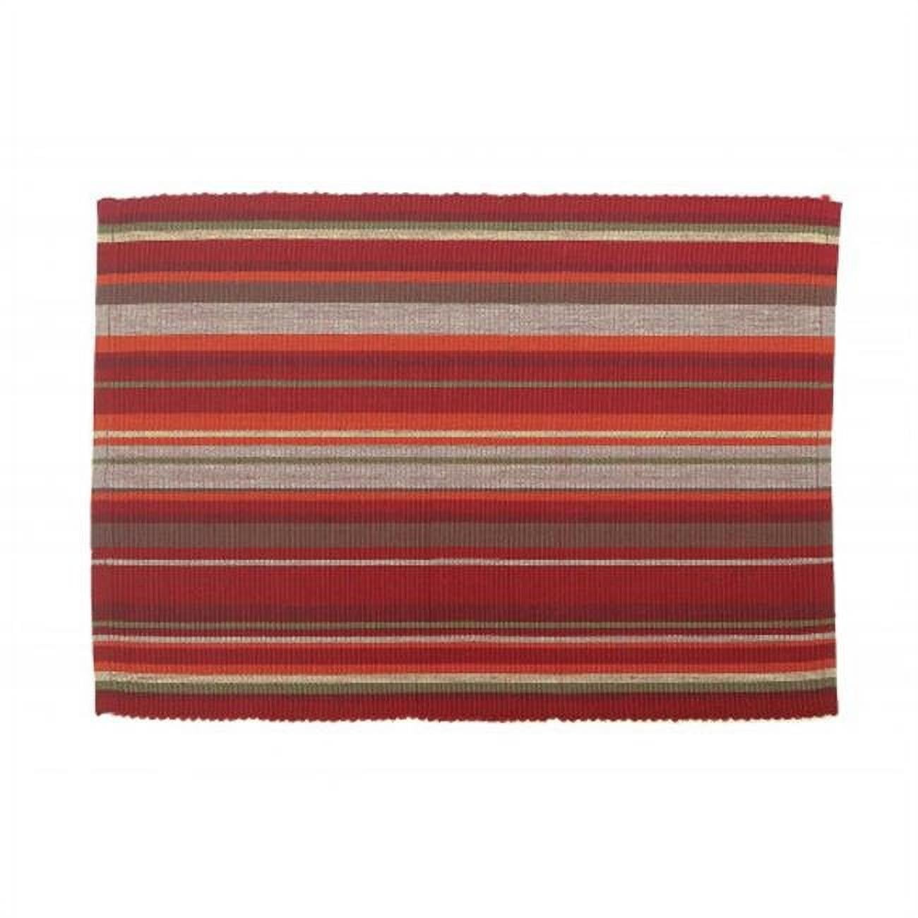 AG01192S4 19 in. Ribbed Placemats, Red Stripes Set of 4