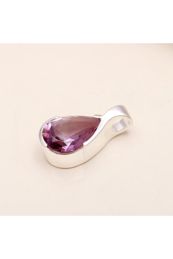 Designer Purple Amethyst Pendant, 925 Sterling Silver