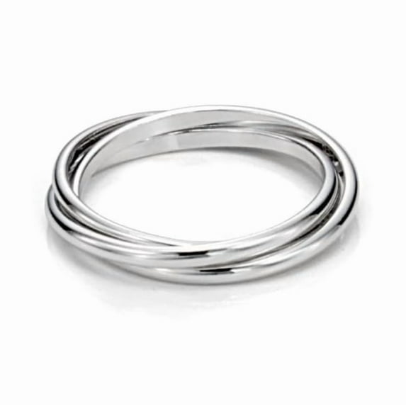AG 925 JEWELLERY Sterling Silver Triple Interlocked Rolling Minimalist Band Ring, Women Wedding Bridal Ring, Gift For Her
