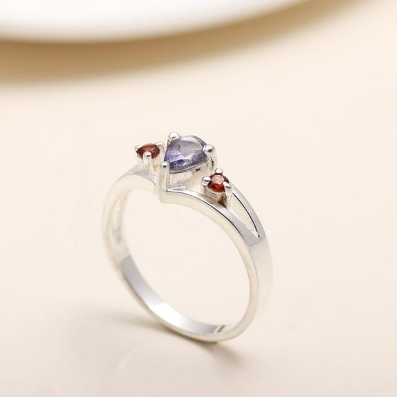 AG 925 Jewellery Designer Ring, Purple Amethyst, 925 Sterling Silver, Size 5-10