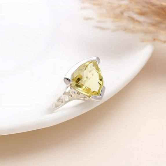 AG 925 Jewellery Natural Lemon Quartz Sterling Silver Ring