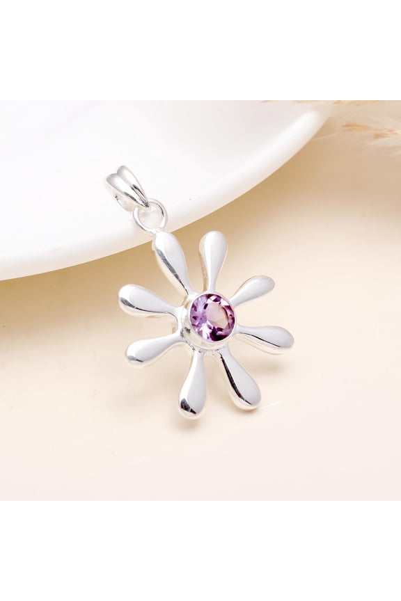 Sterling Silver Natural Amethyst Designer Pendant