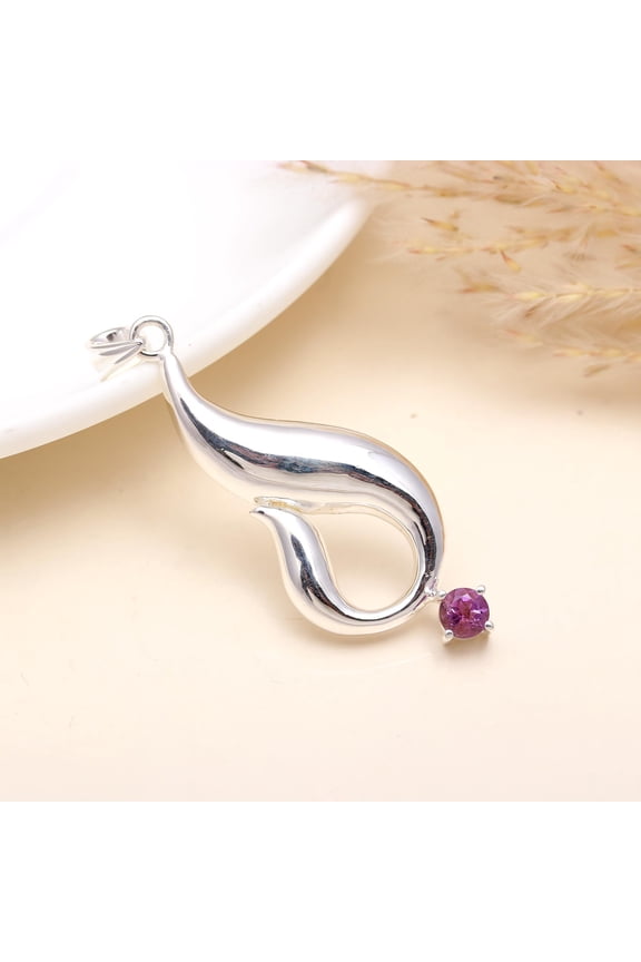 Unique Designer Amethyst Pendant, 925 Sterling Silver